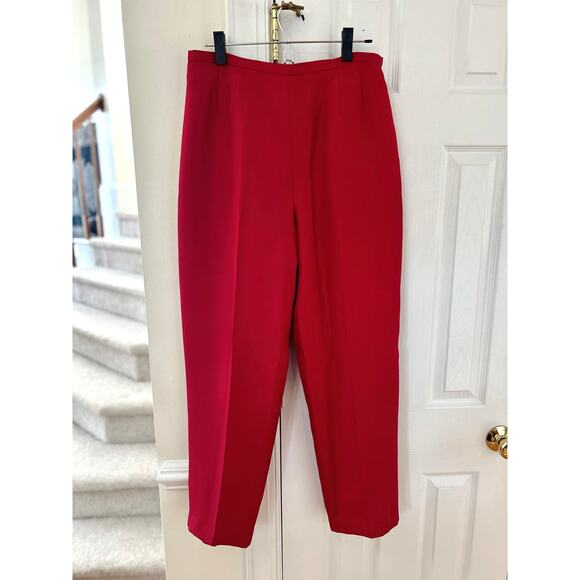 Vintage Talbots Red Silk Wool Cigarette Tapered Ankle Pants - Picture 1 of 5
